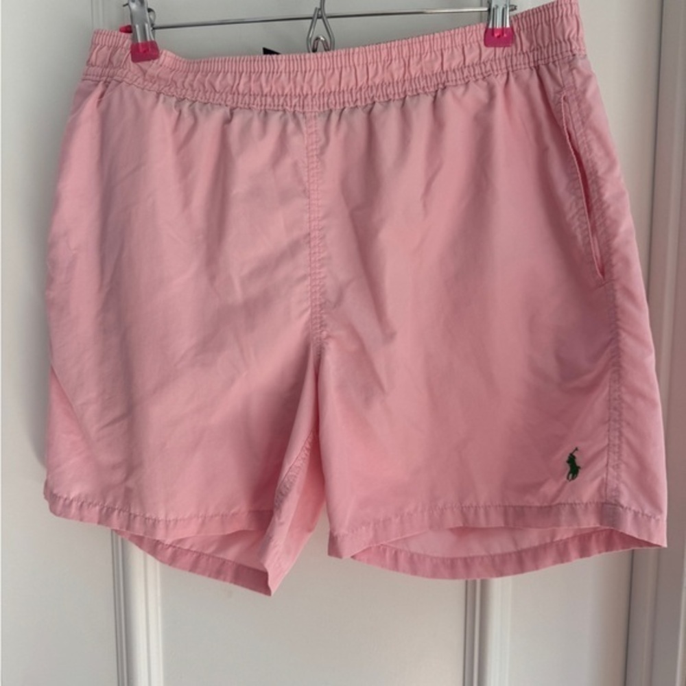 Vintage Ralph Lauren Polo Sport Swim Trunks Mens Large Shorts Pink Mesh